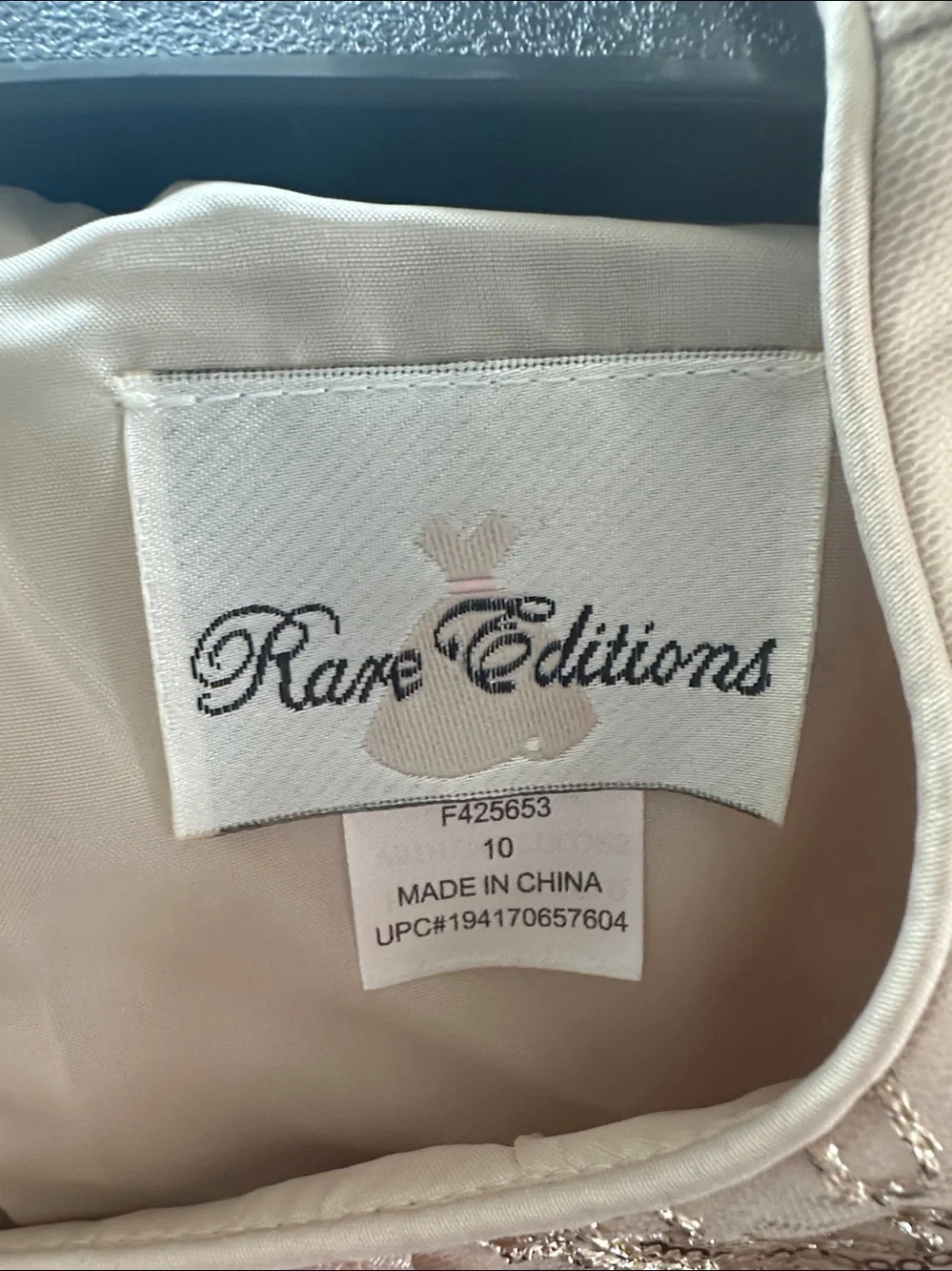 Rare Editions Cream and Gold Floral Appliqué Party Dress